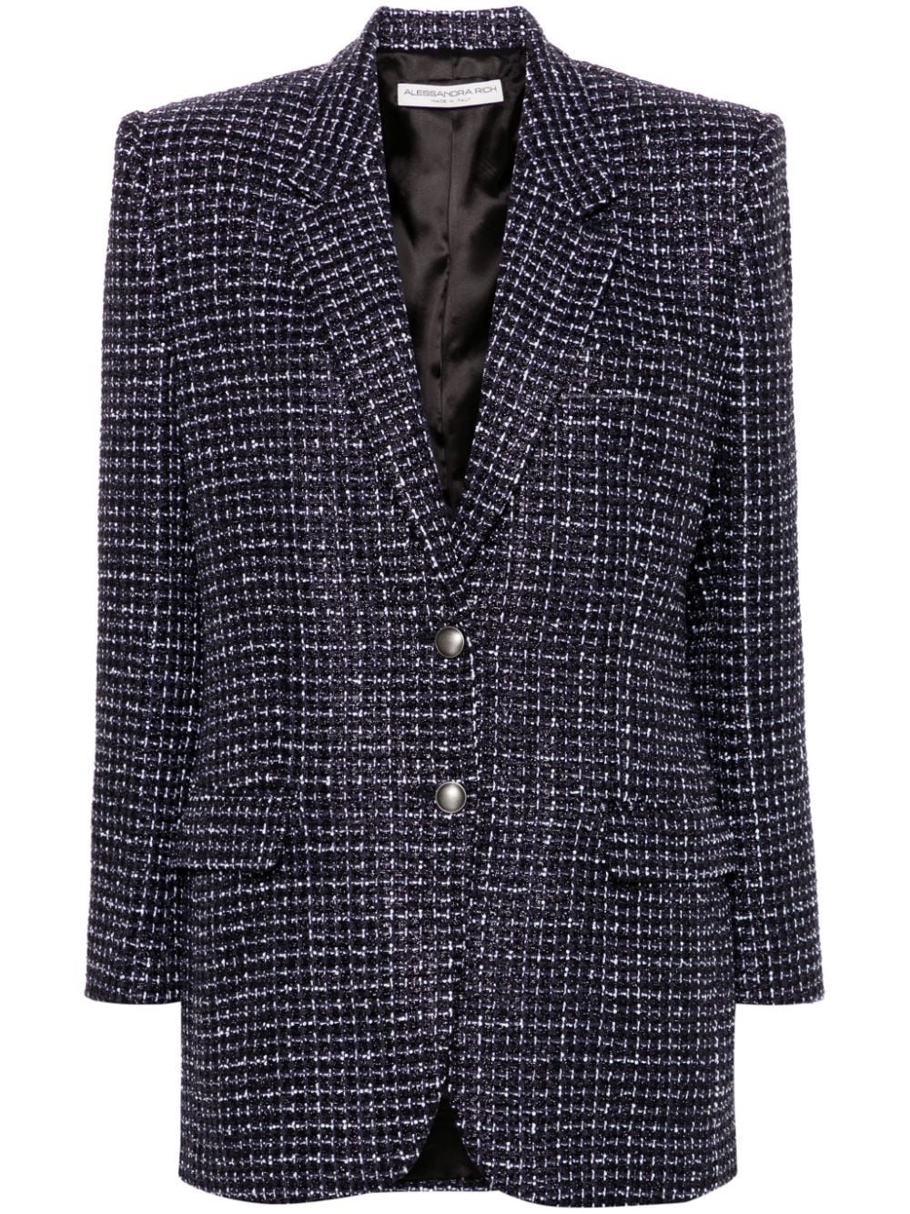 Blue sequin embellished tweed blazer women